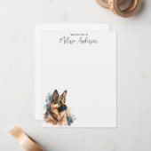 ジャーマンシェパードモダンドウウォーターパーソナライズされたカラー ノートカード (正面/裏面インサイチュ)