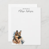 ジャーマンシェパードモダンドウウォーターパーソナライズされたカラー ノートカード (正面/裏面)