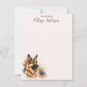 ジャーマンシェパードモダンドッグウォーターカラーパピー ノートカード (正面)