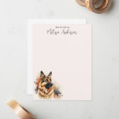 ジャーマンシェパードモダンドッグウォーターカラーパピー ノートカード (正面/裏面インサイチュ)