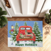 ジャーマンシェパードレッドヴィンテージトラックファミリー名 ドアマット