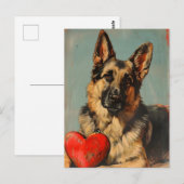 ジャーマンシェパードヴィンテージバレンタインデー ポストカード (正面/裏面)