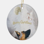 ジャーマンシェパード冬の水の色の休日 セラミックオーナメント (左)