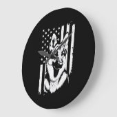 ジャーマンシェパード好き アメリカ国旗  ラージ壁時計 (傾斜)