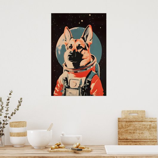 ジャーマンシェパード宇宙飛行士ポスター ジャーマンシェパード ポスター (キッチン)