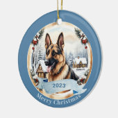 ジャーマンシェパード水彩犬アート セラミックオーナメント (左)