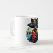 ジャーマンシェパード犬の海賊 コーヒーマグカップ (正面左)