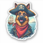 ジャーマンシェパード犬の海賊 シール (正面)
