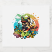 ジャーマンシェパード犬の海賊 スパークリングワインラベル (シングルラベル)