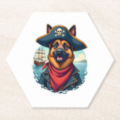 ジャーマンシェパード犬の海賊 ペーパーコースター (正面)