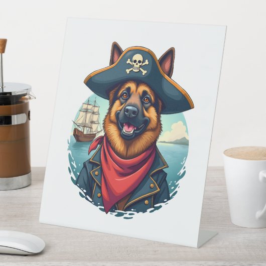 ジャーマンシェパード犬の海賊 台座サイン (インサイチュ)