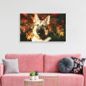 ジャーマンシェパード紅葉 キャンバスプリント (インサイチュ (リビング))