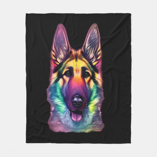 ジャーマンシェパード絵画のパステルかわいらしズ フリースブランケット (正面)