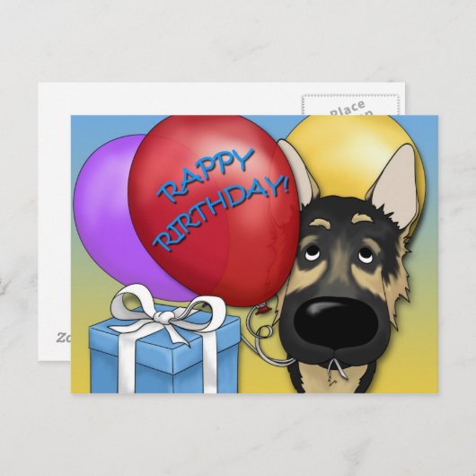 ジャーマンシェパード誕生日はがき ポストカード (正面/裏面)