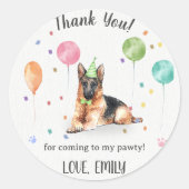 ジャーマンシェパード誕生日サンキューユー ラウンドシール (正面)