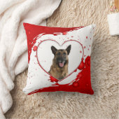 ジャーマンシェパード赤いハート枕 クッション (ブランケット)