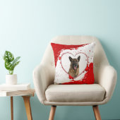 ジャーマンシェパード赤いハート枕 クッション (椅子)