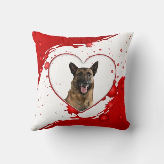 ジャーマンシェパード赤いハート枕 クッション (裏面)