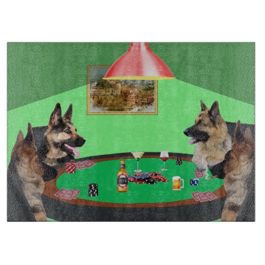 ジャーマンシェパード遊ドッグズトランプのポーカー カッティングボード (正面)