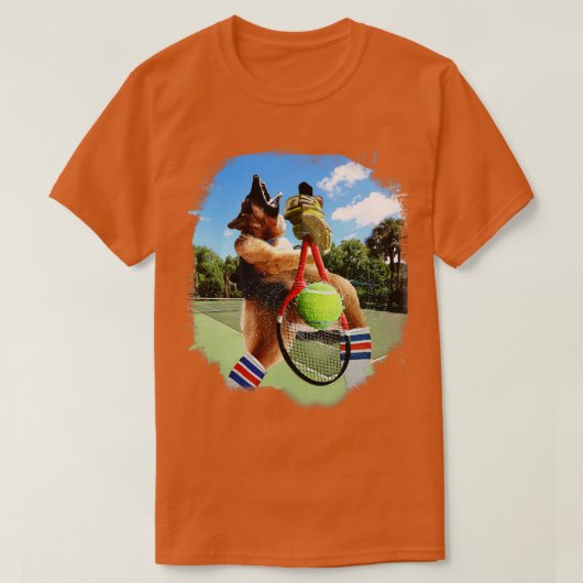 ジャーマンシェパード遊ドッグテニス Tシャツ (デザイン正面)