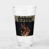 ジャーマンシェパード険しい迷彩柄名カッコいいドッグアニマル タンブラーグラス (正面)