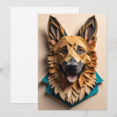 ジャーマンシェパード3DペーパーアートデザインTシャツ 招待状 (正面/裏面)