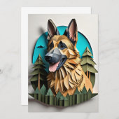 ジャーマンシェパード3D紙アートデザインTシャツ 招待状 (正面/裏面)