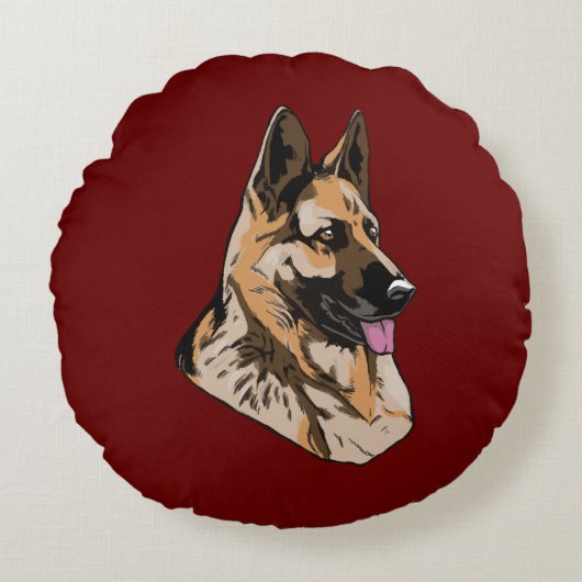 ジャーマンシェパード すごい番犬 ラウンドクッション (正面)