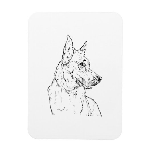 ジャーマンシェパード・アルザシアン 犬の絵 マグネット (縦)