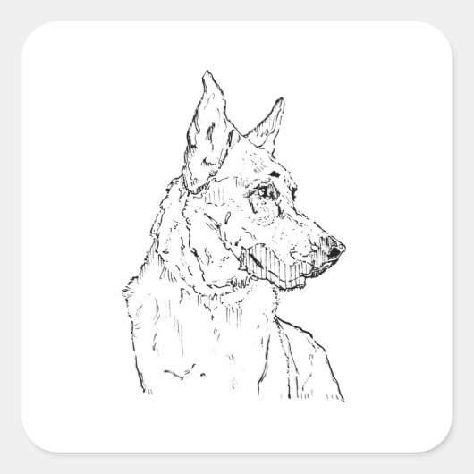 ジャーマンシェパード アルトイセン 犬のアート スクエアシール (正面)