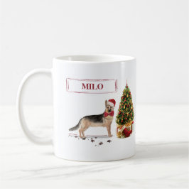 ジャーマンシェパード クリスマスの犬とツリー コーヒーマグカップ