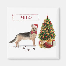 ジャーマンシェパード クリスマスの犬とツリー マグネット