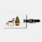 ジャーマンシェパード クリスマスの犬とツリー ラゲッジタグ (正面横)