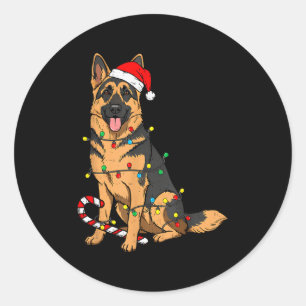 ジャーマンシェパード・クリスマスイルミネーション イヌ クリスマス ペット ラウンドシール