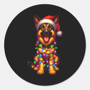 ジャーマンシェパード クリスマスツリーライト Xmasパジャマ ラウンドシール