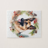ジャーマンシェパード クリスマスリース クリスマスの愛犬 ジグソーパズル (横)