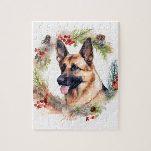 ジャーマンシェパード クリスマスリース クリスマスの愛犬 ジグソーパズル (縦)