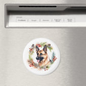 ジャーマンシェパード クリスマスリース クリスマスの愛犬 マグネット (インサイチュ (食洗機))