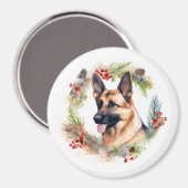 ジャーマンシェパード クリスマスリース クリスマスの愛犬 マグネット (正面/裏面)
