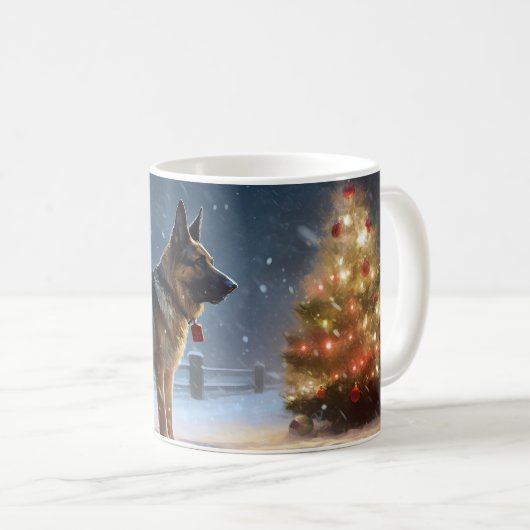 ジャーマンシェパード クリスマス コーヒーマグカップ (正面右)