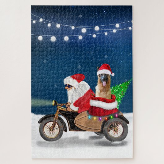 ジャーマンシェパード クリスマス サンタクロース ジグソーパズル (縦)