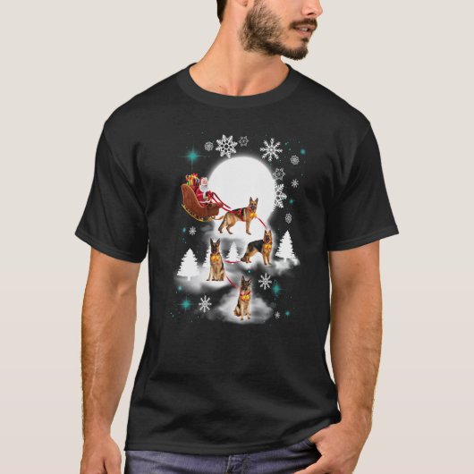ジャーマンシェパード サンタクロース メリークリスマス 母の日 Tシャツ (正面)