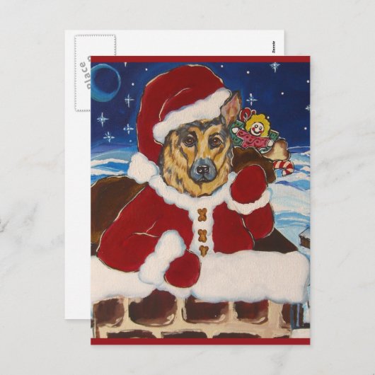 ジャーマンシェパード・サンタポストカード シーズンポストカード (正面/裏面)