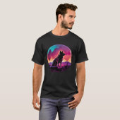 ジャーマンシェパード シンセウェーブ 80年代 レトロ Tシャツ (正面フル)