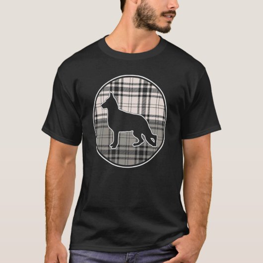 ジャーマンシェパード チェック柄 Tシャツ (正面)