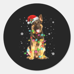 ジャーマンシェパード・ドッグツリーホワイトクリスマスセーター クリスマスの贈り物 ラウンドシール