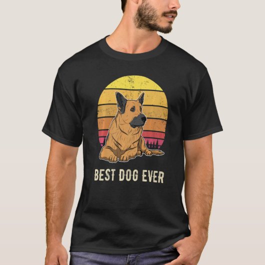 ジャーマンシェパード・ドッグ Gsd 夕焼け 6 Tシャツ (正面)