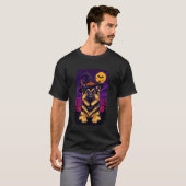 ジャーマンシェパード ハロウィン 魔女の帽子 Tシャツ (正面フル)