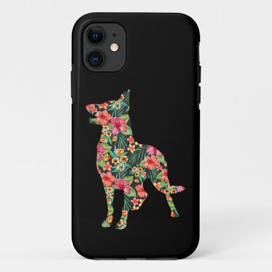 ジャーマンシェパード フラワー 楽しい犬のシルエット 花 Case-Mate iPhoneケース (裏面)