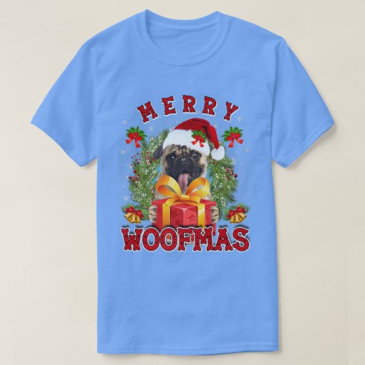 ジャーマンシェパード メリークリスマス ウーフマス クリスマスライト サン Tシャツ (デザイン正面)